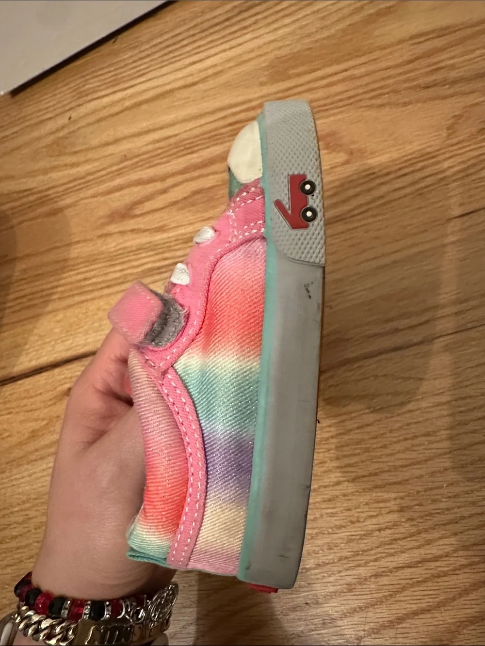 Kids Rainbow Tie-Dye Velcro Sneakers - Pink